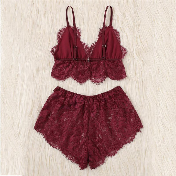 Melissa Pink Scalloped Floral Lace Lingerie Set - Maximum Beauties