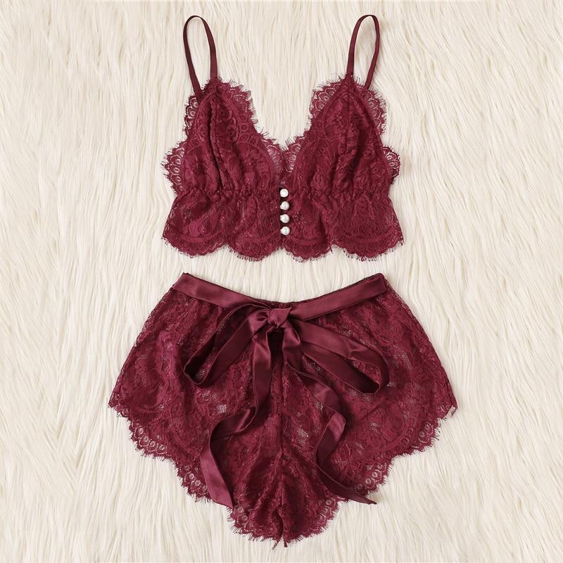 Melissa Pink Scalloped Floral Lace Lingerie Set - Maximum Beauties